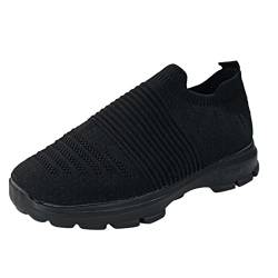 AIchenYW Fitness-Schuhe für Frauen Flache Schuhe ohne Schnürsenkel Leichte Sandalen Elegante Flache Schuhe Turnschuhe für Fitness und Laufen (Black, 41) von AIchenYW