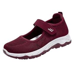 AIchenYW Fitness-Schuhe für Frauen Halbschuhe ohne Schnürsenkel Freizeitschuhe mit Weichen Sohlen Atmungsaktive Sandalen Freizeitschuhe für die Arbeit, Partys (Red, 36) von AIchenYW