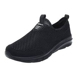 AIchenYW Freizeitschuhe Herren Sneaker Schuhe Walkingschuhe Mode Sommer Herren Turnschuhe Atmungsaktives Mesh Flach Schnür Freizeitschuhe Sportschuhe Turnschuhe Bequem Outdoor Fitness (Black, 39) von AIchenYW