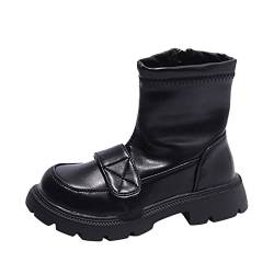 AIchenYW Stiefel Rutschfest Atmungsaktive Kinder Booties Modische Winterkinderstiefel und Mädchen Stiefeletten Dicke Sohle Rutschfester Plüsch Warm Bequem Kleinkindschuhe (Black, 28 Toddler) von AIchenYW