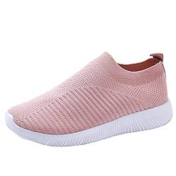 AIchenYW rutschfeste Sportschuhe für Damen Sneaker ohne Schnürsenkel Mesh Laufschuhe Bequeme Turnschuhe Sneakers für drinnen und draußen (Pink, 40) von AIchenYW