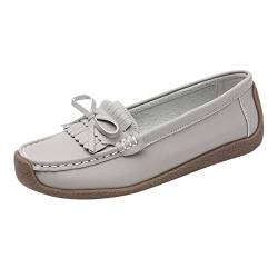 Damen Ballerinas Pumps Bequeme Schuhe Classic Slip On Ballettschuhe Damenschuhe Hochzeits Loafers Atmungsaktiver weicher Boden weiblich Mutterschuhe (Grey, 40) von AIchenYW