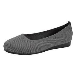 Damen Klassische Ballerinas Frauen Flach Halbschuhe Atmungsaktiver weicher Boden weiblich Mutterschuhe Zehenpartie Bequeme Slip-On-Loafer Pumps Schuhe (Grey, 40) von AIchenYW