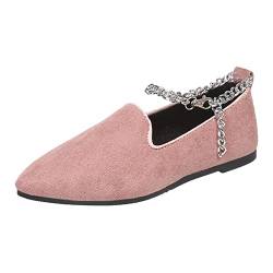 Damen Klassische Ballerinas Profilsohle Flach Komfort Zehenpartie Bequeme Slip-On-Loafer Pumps Schuhe Loafers Dame Die Sohle Eines Freizeitschuhe Slipper (Pink, 38) von AIchenYW