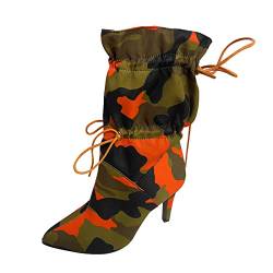 Damen Plateau Stiefeletten Fashion Boots Damen Stiefel Plateaustiefel Leicht Gefüttert Mode High Heels Boots Leicht Gefüttert Übergangsstiefel Ankle Boots (Orange, 40) von AIchenYW