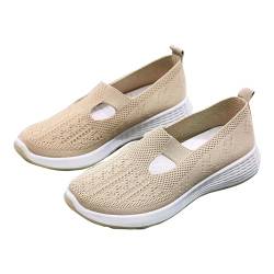 Damen Running Schuhe Freizeit Straßenlaufschuhe Gewebte orthopädische, atmungsaktive, weiche Damenschuhe zum Gehen, Slip-on-Schaumstoffschuhe, Hände Damen Outdoor Fitness Sneaker Leicht (Khaki, 41) von AIchenYW