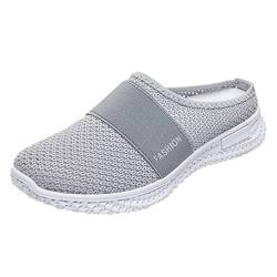 Damen Schuhe Leichte rutschfest Sneaker Mesh Atmungsaktive Schnürschuhe für Damen, flache Freizeitschuhe, Unisex, leichte Arbeitsschuhe, sportliche, Sneaker Damen Laufschuhe Freizeitschuhe (Grey, 38) von AIchenYW