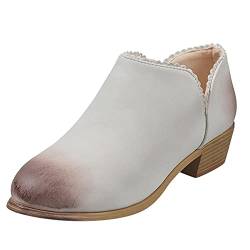 Damenstiefel Schnürstiefel Winter Schuhe Bequemer High Short Fashion Slip on Retro Schuhe Damenstiefel Atmungsaktive Chunky Heels Damenstiefel Damenstiefel Bequemer Women Fashion Combat (White 41) von AIchenYW