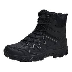 Herren Stiefeletten Männer ChelseaBoots Herren Outdoor Bergsteigen Lässige Sportschuhe Schnürschuhe Atmungsaktive Wüstenstiefel mit weichem Boden Herren Streetbike Beiläufig wasserdichte (Black, 45) von AIchenYW