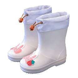 Kinder Stiefel Wärme Gefütterte Halblange Winter Regenstiefel für Mädchen Kinder Regenstiefel isoliert für und Mädchen Gummi Regenstiefel Winter Schneestiefel Outdoor (White 25 Toddler) von AIchenYW