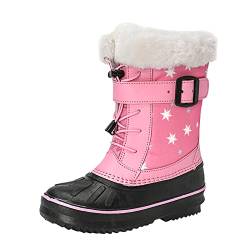 Kinderschuhe Mädchen Stiefeletten Atmungsaktive Kinderschuhe Schneestiefel OutdoorBoots wasserdichte warme Stiefel mit Baumwollschneestiefeln Stiefeletten Jungen Mädchen (Pink 30 Little Child) von AIchenYW