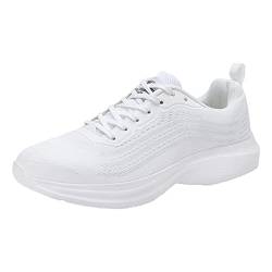 Sneaker Herren Sportschuhe rutschfest Laufschuhe Herren Sportschuhe Modische einfache und einfarbige Muster Sommer Mesh atmungsaktive bequeme und leichte Herren Turnschuhe Leichte Schuhe (White, 40) von AIchenYW