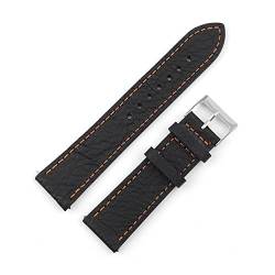 AJASMKLX Litschee muster leder uhrband 18mm 20mm 22mm 24mm handgemachte nähte watchband schnelle freigabefeder bar ersatzgürtel(Black-orange wrie,18mm) von AJASMKLX