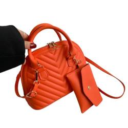 AJTUTUS 2023 Neue Tasche, Umhängetasche, trendige Tasche für Mädchen und Frauen, PU-Tasche, einfarbig, Handtasche, Crossbody-Tasche mit kleiner Geldbörse, Orange von AJTUTUS