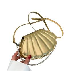 AJTUTUS Damen-Umhängetasche aus Polyurethan, modische Perlenkette, Handtasche, Geldbörse, niedliche Form, Umhängetasche, Kuriertasche für Abschlussball, gold von AJTUTUS