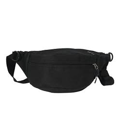 AJTUTUS Gürteltasche für Damen und Herren, Unisex, Bauchtaschen mit verstellbarem Riemen, kleine Umhängetasche, Brusttasche, einfarbig, Hüfttasche, Schwarz von AJTUTUS