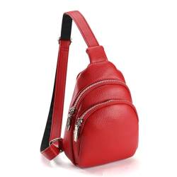 AJTUTUS Hüfttasche aus PU-Kunststoff, große Kapazität, Sport-Gürteltasche, Brusttasche, multifunktional, Damen, Crossbody, Hüfttasche, Schultertasche, rot von AJTUTUS