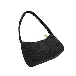 AJTUTUS Vintage Messenger Bag Umhängetasche mit Streifen Cord Unterarmtasche All-Match Handtasche für Frauen Mädchen Alltag, Schwarz , Cloth strap von AJTUTUS