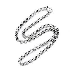 AKAFKKPYXSD 925 Sterling Silber 5mm/6mm Handgeschnitzt Kette Halskette Retro Schmuckzubehör Mit Geschenkbox Für Männer Und Frauen(5mm-50cm, Silver) von AKAFKKPYXSD