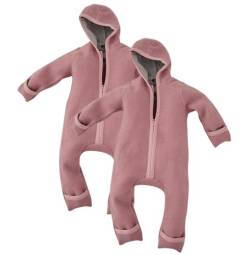 ALAVYA HOME® WALKOVERALL 2er SET, Baby Wollwalk-Overalls aus Natur 100% Bio-Schurwolle Wollfleece mit Reißverschluss, Walk Woll-Anzug für Kleinkind und Baby - Pastel Rosa 74/80 von ALAVYA HOME