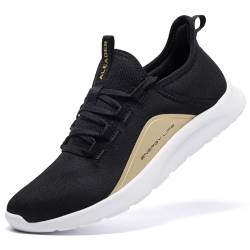 ALEADER Sneaker Damen Laufschuhe - Atmungsaktive Sportschuhe für Jogging, Workout, Freizeit drinnen Turnschuhe, barfussähnliche Schuhe für Damen Schwarzes Gold 36 EU von ALEADER