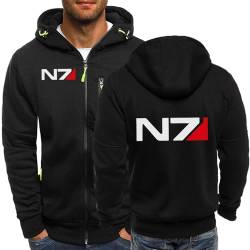 ALEEIK 2024 Neue Herren-Hoodies für Mass Effect N7 Strickjacken mit Reißverschluss Jacken lässige Pullover langärmelige Oberbekleidung Frühling Herbst Pullover für Männer-Black A||M von ALEEIK