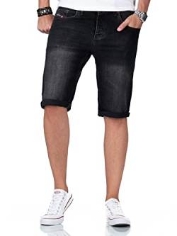 A. Salvarini Herren Jeans Shorts Kurze Hosen Stretch Denim 5-Pocket-Style Used Look [AS-383-Schwarz-W29] von ALESSANDRO SALVARINI