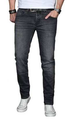 ALESSANDRO SALVARINI Herren Slim Fit Jeans Hose Denim Stretch-Jeans Jeanshose Washed [AS030 - Dunkelgrau - W34 L36] von ALESSANDRO SALVARINI