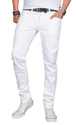 ALESSANDRO SALVARINI Herren Slim Fit Jeans Hose Denim Stretch-Jeans Jeanshose Washed [AS040 - Weiss - W38 L34] von ALESSANDRO SALVARINI