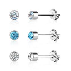 ALEXCRAFT Ohrringe Silber 925 Ohrstecker Set mit Zirkonia Glitzer Rund Geschenk für Frauen Freundin Mama Mädchen 3 Paar von ALEXCRAFT