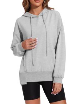 ALIMASHA Damen Crewneck Sweatshirts, Pullover Oberteile, Oversized Sweatshirt, l채ssiger Langarm, leichtes Pullover Oberteil, lockere Sweatshirts, Grau S von ALIMASHA