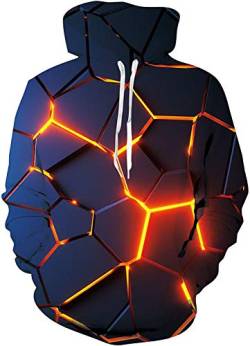 ALISISTER Unisex Hoodie 3D Lustig Galaxis Feuer Schädel Drucken Kapuzenpullover Sweatshirt Lässige Langarm Pullover Kapuzenpullis mit Taschen M von ALISISTER