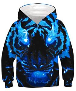 ALISISTER Unisex Kinder Hoodie 3D Lustig Galaxis Wolf Drucken Kapuzenpullover Jungen Mädchen Herbst Winter Langarm Hooded Sweatshirt (S=6-7 Jahre) von ALISISTER