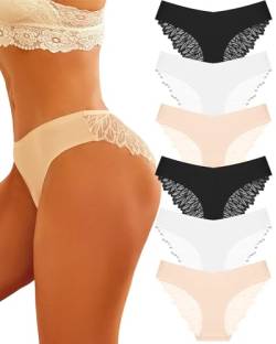 ALL OF ME 6er Pack Slip Nahtlos Spitzen Slips Frauen Unterhosen Sexy V Waisted Panties Bequem Brazilian Hipster Mehrpack S-XL von ALL OF ME