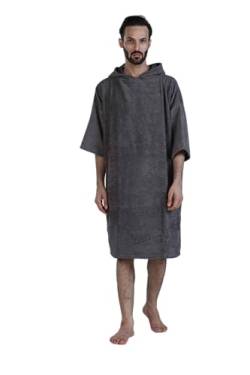 ALLEN & MATE Unisex-Handtuchponcho mit Kapuze für Erwachsene, Wickelmantel aus 100% Frottee-Baumwolle für Strand, Schwimmen, Baden – ideal für Männer und Frauen (S-M, Holzkohle) von ALLEN & MATE