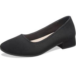 ALTOCIS Damen Low Block Chunky Heels Pumps Damen Elegant Geschlossene Runde Zehe Pumps Schuhe Niedrige Plattform Büro Pumps Schuhe, Balck, 37 EU von ALTOCIS