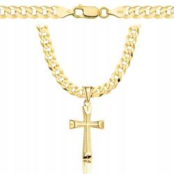 AMAR goldkette herren mit kreuz 585, Kette Herren 925/585 - kreuz kette herren gold 585 massiv - 5 mm, Kreuz Kette 45 cm - Goldkette Kreuzkette - Halskette Herren Panzerung von AMAR