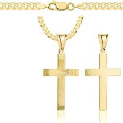 AMAR goldkette Herren/Damen 925/585 - Kreuz Kette -Halskette gold 3,8mm Kreuzkette, (60 cm) von AMAR