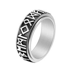 AMDXD Ehering Verlobungsring 8MM, Edelstahl Ringe Wikinger Spinner Ring, Silber Eheringe Männer Herrenring Gr.62 (19.7) von AMDXD