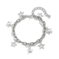 AMDXD Herren Armbänder, Anhänger Stern Form Kette Armband Edelstahl, Silber Rolokette, 25cm von AMDXD