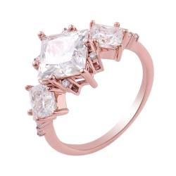 AMDXD Ringe Rose Gold 585 14K, Klassiker Verlobungsring mit Moissanit Oval Form, Damen Trauringe Antragsring Rosegold Au585 Echtschmuck von AMDXD