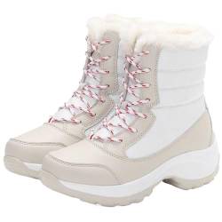 AMENGJ Schneeboots Damen Frauen Stiefel Frauen Heels Stiefel for Winter Trend Stiefeletten Plattform Schnee Licht Kurze Winter Schuhe Weibliche(White,41) von AMENGJ