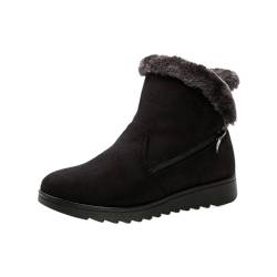 AMENGJ Schneeboots Damen Frauen weibliche Damen Schneeschuhe Stiefel Plattform Wollstoff Reißverschluss Winter Plüsch warm(Black,41) von AMENGJ