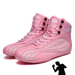 AMMFIT Herren-Boxschuhe, Wrestling-Schuhe rutschfeste Mesh-Gummisohle Boxstiefel MMA Schuhe,Pink-46EU von AMMFIT