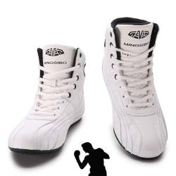 AMMFIT Professionelle Herren-Boxschuhe Wrestling-Schuhe rutschfeste Trainingssneaker Gymnastikstiefel,White2-39EU von AMMFIT