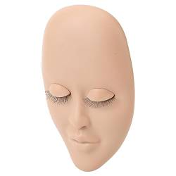 Wimpern-Mannequin-Kopf, 3D-Wimpernverlängerung, Puppenkopf, Gummi, Zum Üben, Tragbar, Weich, für Anfänger für den Schönheitssalon (Hellbraun) von AMONIDA