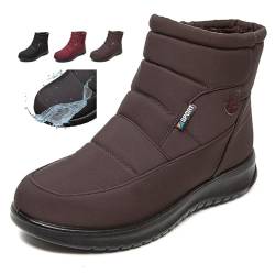 AMOUSDRDR Damen Wasserdicht Winter Stiefeletten Reißverschluss Schuhe Orthopädische Winterstiefel Fußgewölbeunterstützung Warm Wasserdicht Leichte Plattformen, coffee, 40 EU von AMOUSDRDR