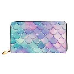 AMREWQYL Mermaid Scales Printed Leather Long Clutch Wallet Women Travel Wallet Credit Card Wallet, Schwarz, Einheitsgröße von AMREWQYL