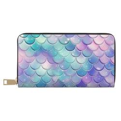 AMREWQYL Mermaid Scales Printed Leather Wallet Women Travel Wallet Credit Card Wallet, Weiss/opulenter Garten, Einheitsgröße von AMREWQYL