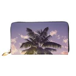 AMREWQYL Summer Palm Tree Printed Leather Long Clutch Wallet Women Travel Wallet Credit Card Wallet, Schwarz, Einheitsgröße von AMREWQYL